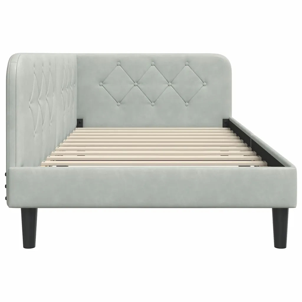 Cornice del letto ad angolo Grigio chiaro 100 x 200 cm Velluto 42016616