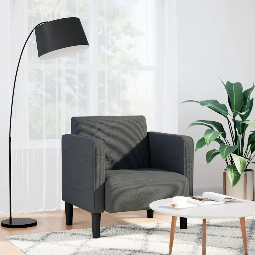 Divano Sedia con Braccioli-Poltrona-Sofa Relax Grigio Scuro 54 cm Tessuto a Coste