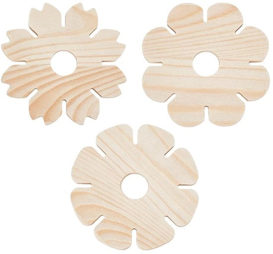 Vlechtschijf per 3 stili - Piastre in legno - Nodi - 8 fessure - per amichevoli bracciali - Dimensioni: 98x98x5mm, 100x5mm, 96x5mm - Weefschijf