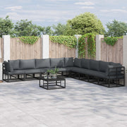 Set Divano da Giardino con cuscino 10 pcs Nero Alluminio 3378877