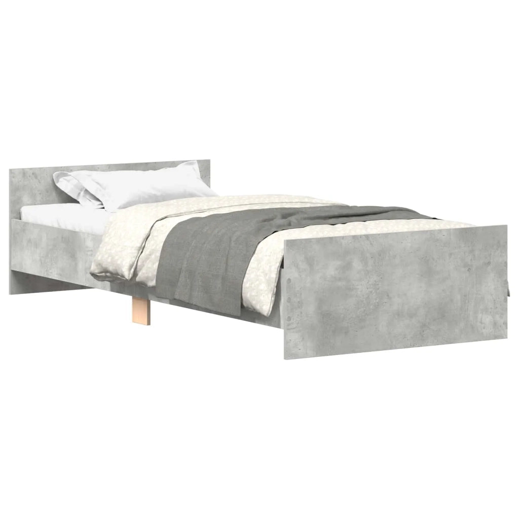 Struttura letto con testata-Giroletto Grigio Cemento 80 x 200 cm 371655