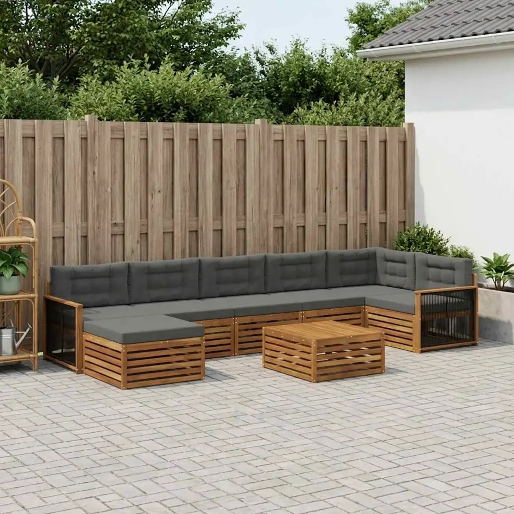 Set di divani da esterno con cuscino 8 pcs Naturale e Antracite 3383655