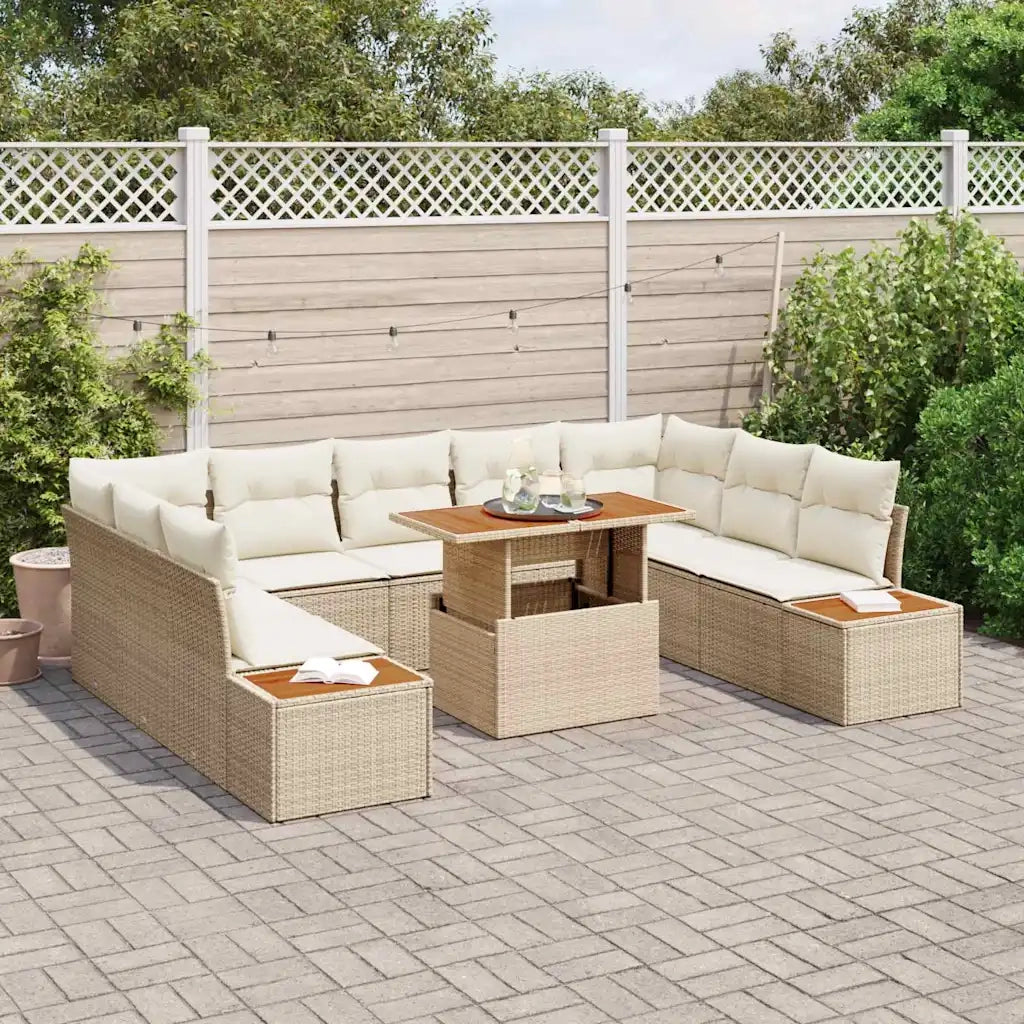 Set da Pranzo per Giardino con cuscino 10 pcs Beige e Crema 3350103