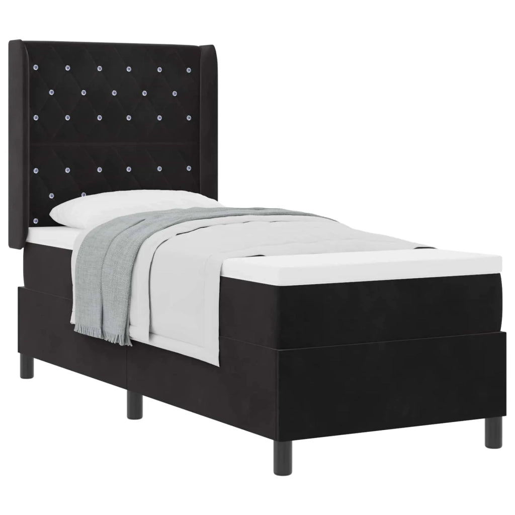 Letto a molle con materasso Nero 80 x 200 cm Velluto 3341926