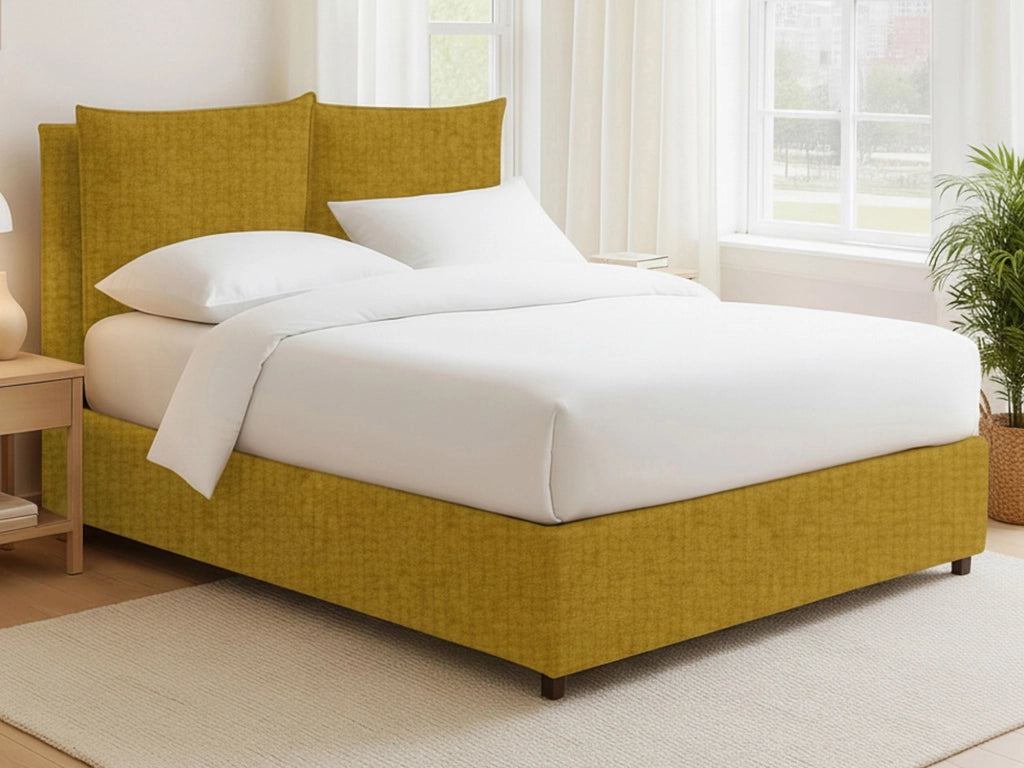 Newton, Letto Piazza e Mezza Sfoderabile Made in Italy, Giallo Ocra