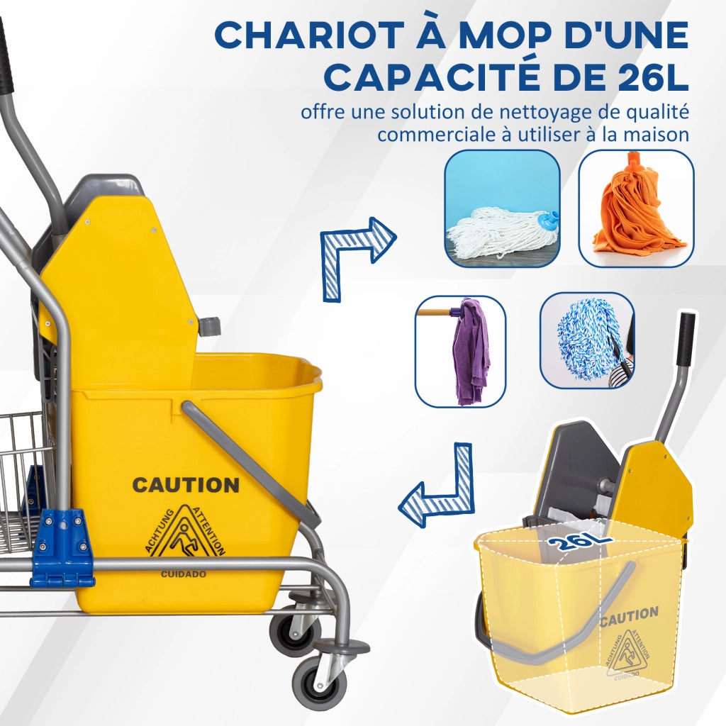 Carrello per pulizia ¨C Minimal ¨C giallo 26L con cestello