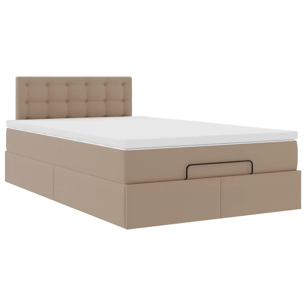 Pouf Letto con Materassi e LED Cappuccino 120x190 cm Similpelle