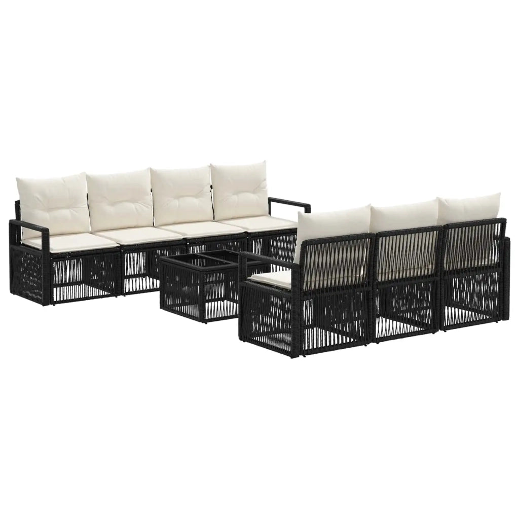 Set Divano da Giardino 8 pz Nero polyrattan 3435649