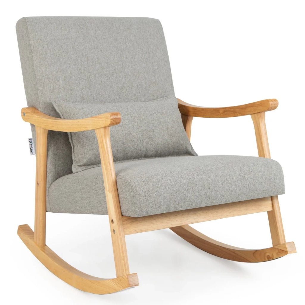 Sedia a dondolo imbottita 78 x 66 x 83 cm comfort ergonomico seduta morbida stile moderno poliestere grigio 20_0012120