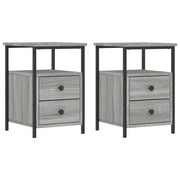 Set di 2 Comodini | Armadio da Notte | Mobiletto da notte Grigio Sonoma 34x35,5x50 cm in Legno Multistrato