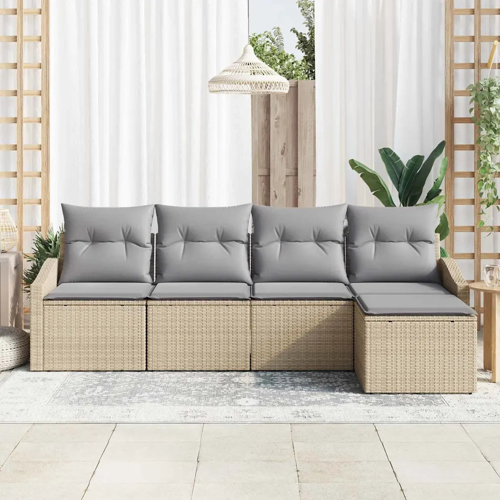 Set di divani con cuscino 5 pcs Beige polyrattan 3346680