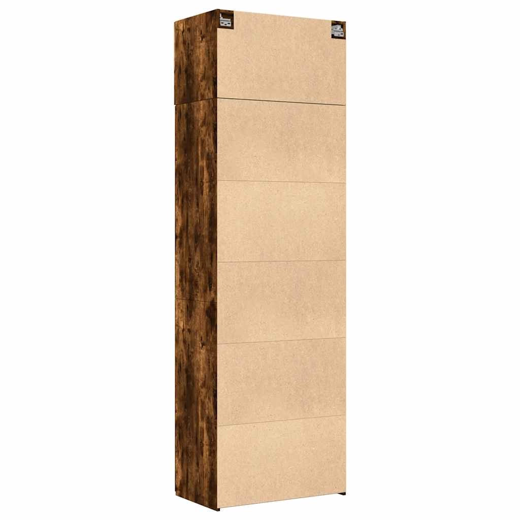 Mobile contenitore alto multifunzionale 70 x 42,5 x 225 cm in legno composito effetto rovere affumicato 02_0055578