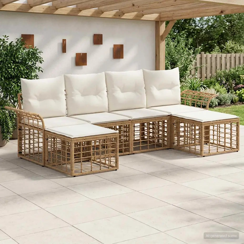 Set di divani da esterno 6 pcs Naturale e Bianco Crema 3437742