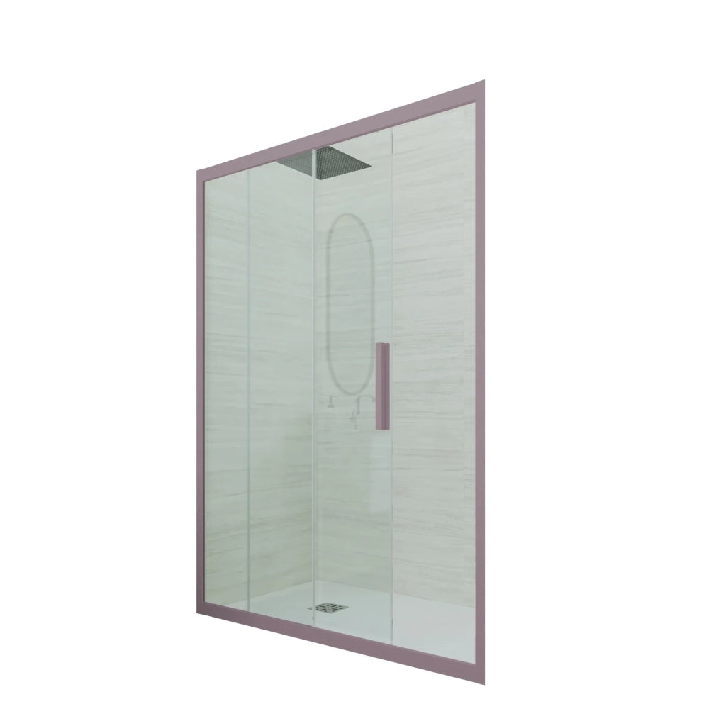 Porta doccia scorrevole 110 CM H 200 Vetro Trasparente Profilo Lavanda mod. Deco