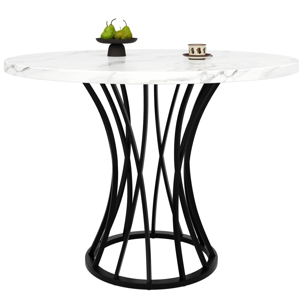 Tavolo da pranzo rotondo 80 x 80 x 76 cm in MDF e metallo; nero