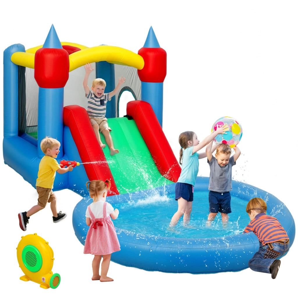 Castello gonfiabile con toboga, canestro, piscina palline e soffiatore ¨C Minimal ¨C 415x205x190 cm