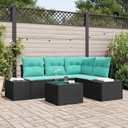 Set Divano da Giardino Nero e Turchese polyrattan 3355725