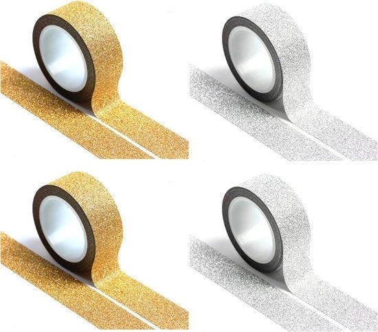 Set di 4 nastri adesivi in oro - Design in oro luccicante per progetti - Facile da utilizzare e versatile
