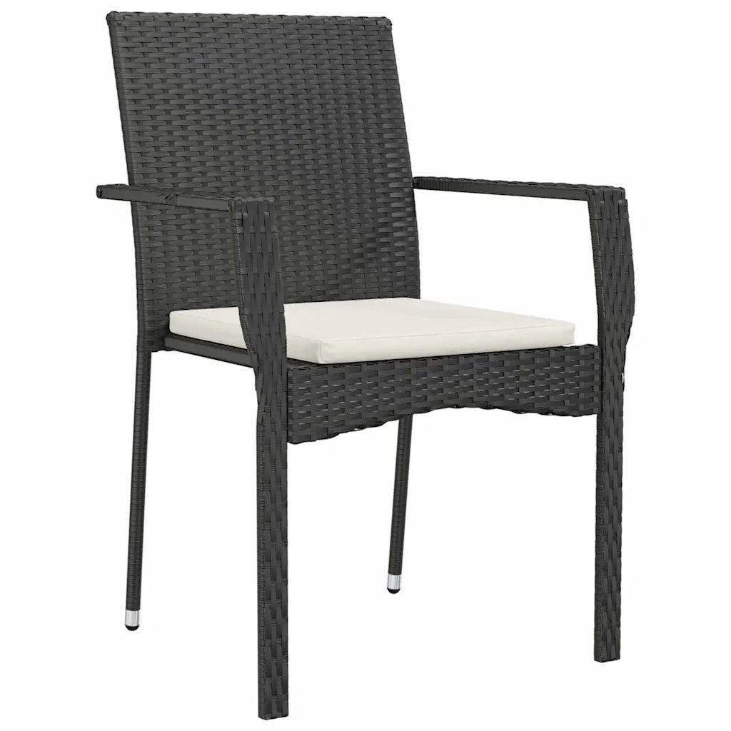 Set da Pranzo per Giardino con cuscino 9 pcs Nero polyrattan 3380084
