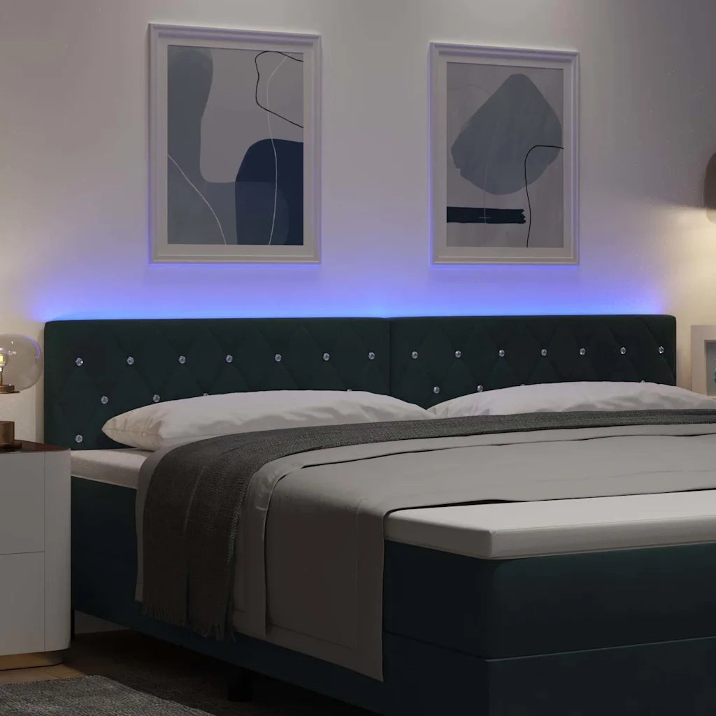 Testiera | Testata LED con strisce LED Verde Scuro 200 cm Velluto