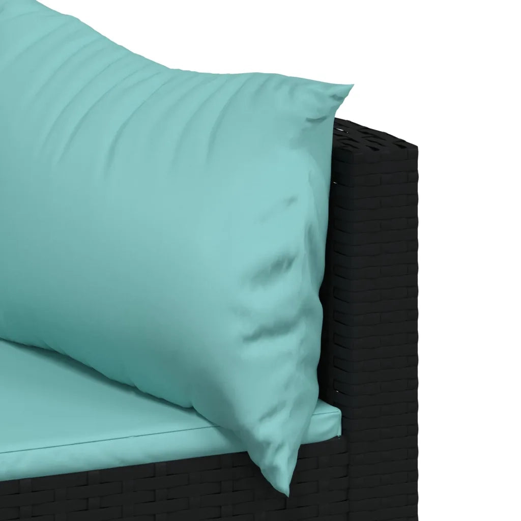 Set Divani da Giardino 4 pz con Cuscini Nero in Polyrattan 319808