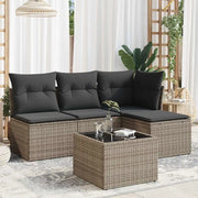 Set Divano da Giardino 5 pz con Cuscini Grigio in Polyrattan 3249349