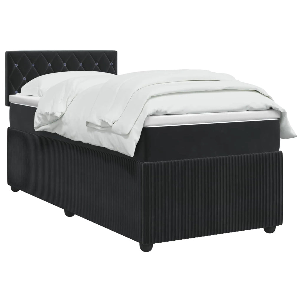 Letto box spring con materasso Nero 80 x 200 cm Velluto 3453025