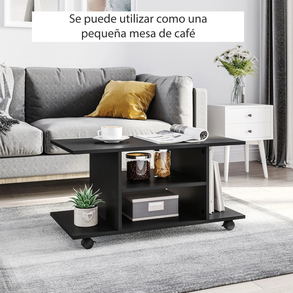 Mobile TV con Ruote e Ripiani ¨C Xylo ¨C Nero 80x40x40 cm