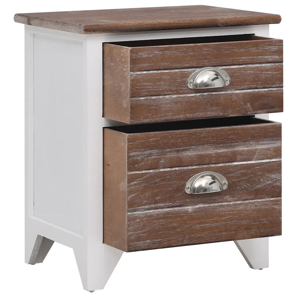 Comodini Set 2 pz con 2 Cassetti Marrone e Bianco 242042