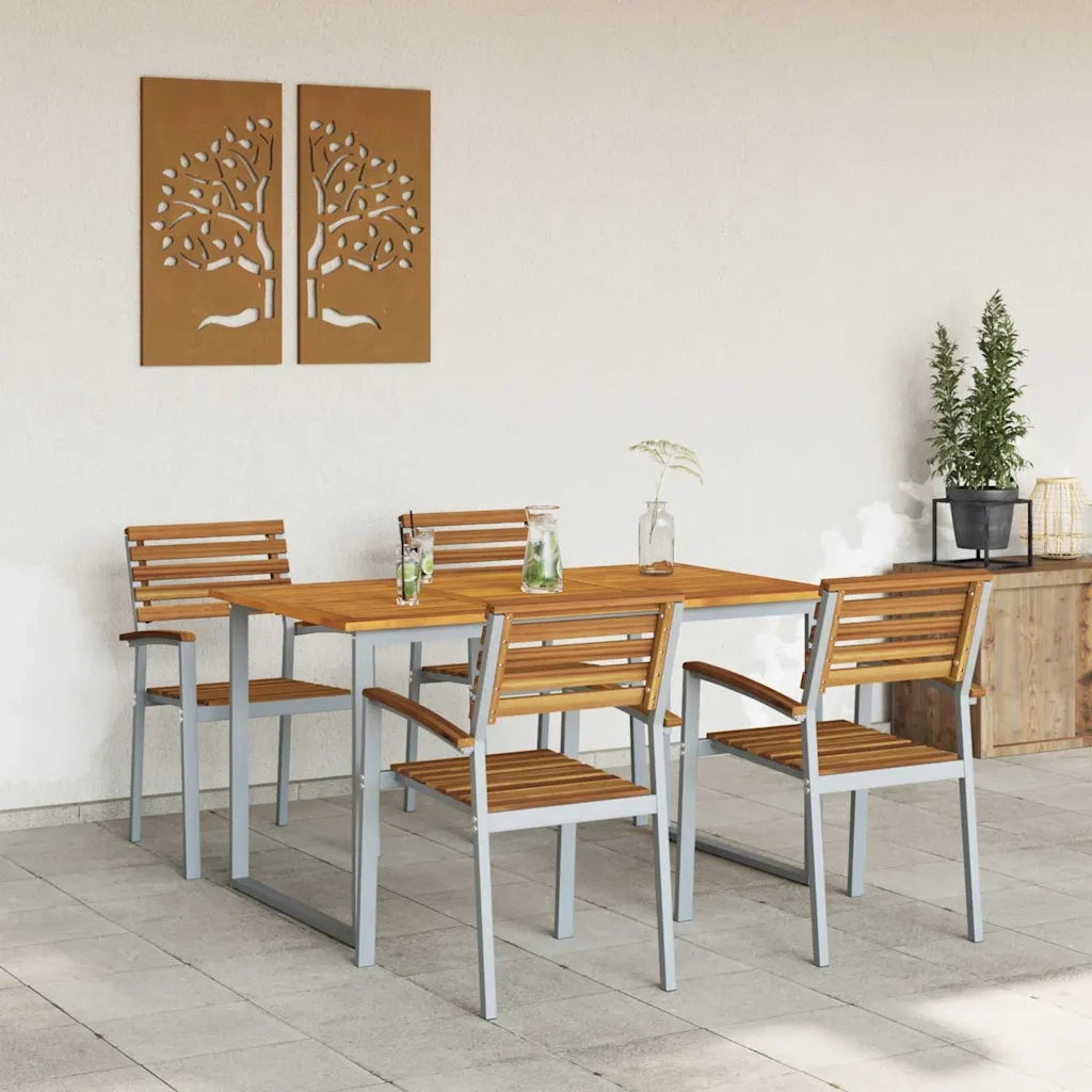Set da Pranzo per Giardino 5 pcs Grigio 3284343