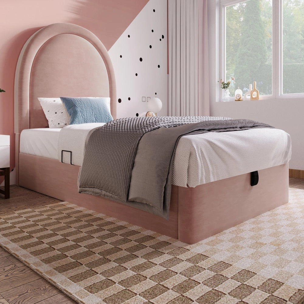 Letto Singolo Imbottito per Bambini ¨C MINIMAL ¨C Rosa Velluto 90x190