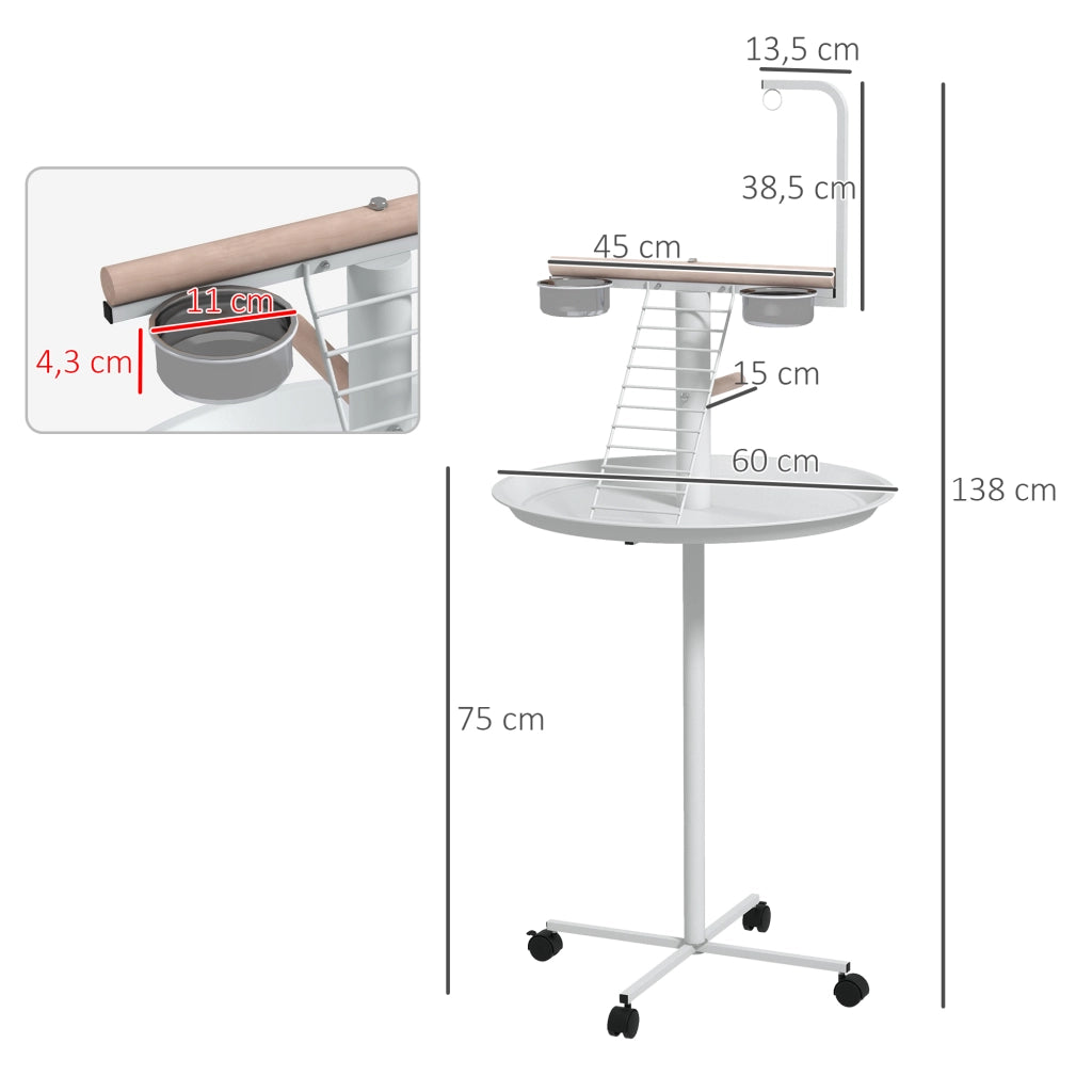 Mangiatoio per Uccelli con Ruote ¨C zephmum ¨C Bianco ?60x138 cm