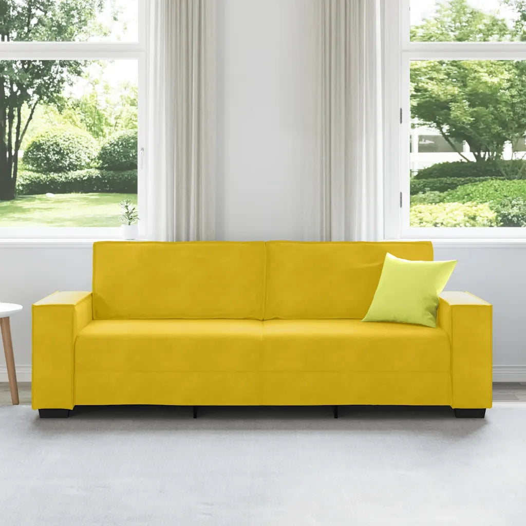 Divano a 3 Posti Giallo 220x78x84 cm in Velluto 4105036