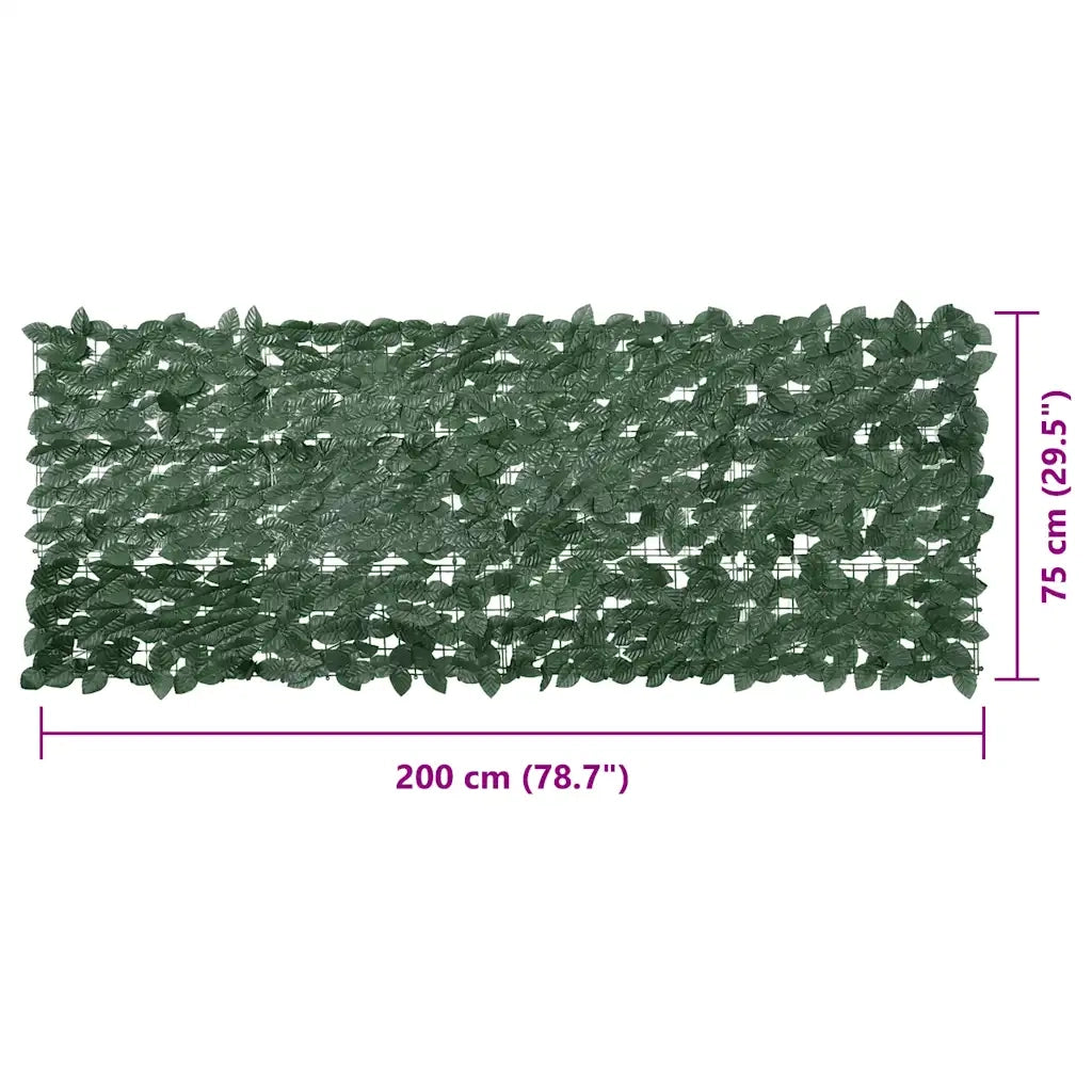 Schermo da balcone | Paravento da Balcone con Foglie Verde Scuro 200x75 cm