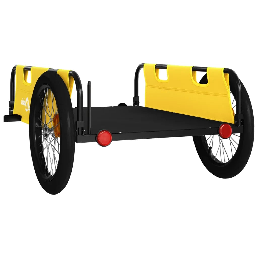 Rimorchio da Bici Giallo e Nero in Tessuto Oxford e Ferro