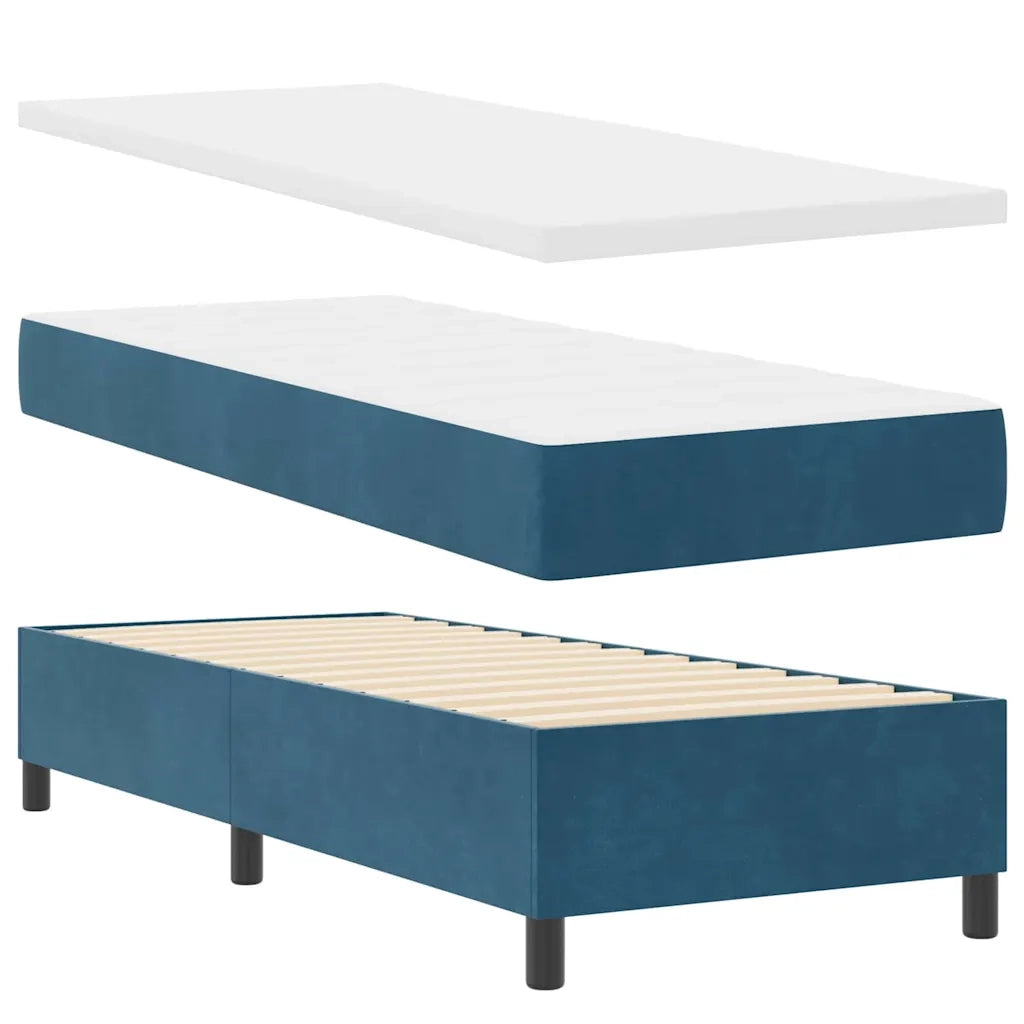 Letto a molle con materasso Blu Scuro 80 x 200 cm Velluto 3339732
