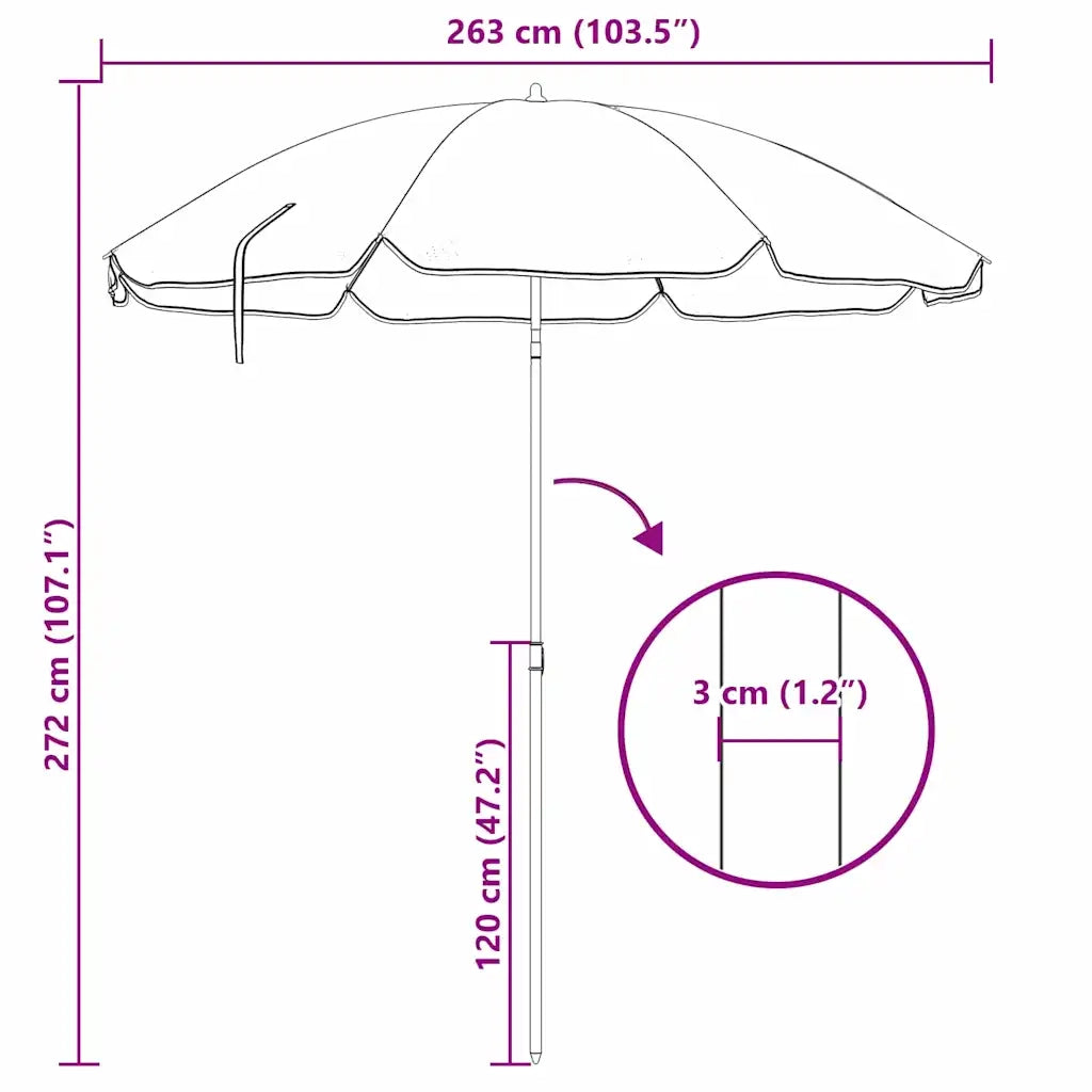 Ombrellone da Spiaggia Blu e Bianco 263 x 263 x 272 cm 4010669