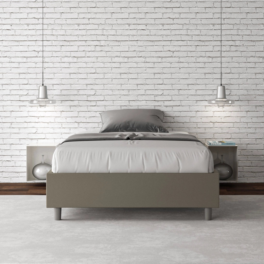 BS COM Letto una piazza e mezza senza rete imbottito 120x200 similpelle cappuccino
