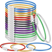 Sistema di appeso chiavi in 21 pezzi - Anello di chiusura in acciaio inossidabile - Cavo di collegamento 15 cm - 7 colori - Appeso per valigia - Etichette di identificazione - Peso ridotto 41 g