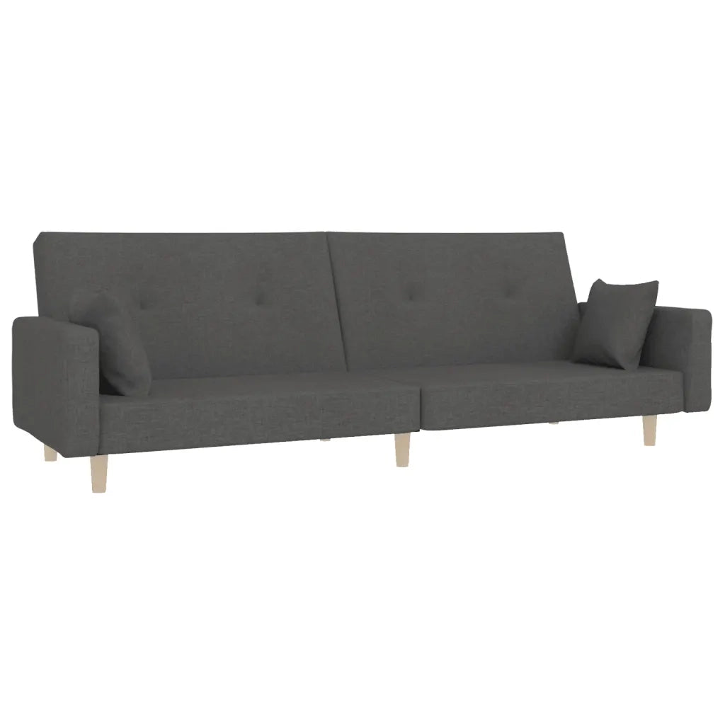 Divano letto | Sof¨¤ letto | Letto singolo a 2 Posti con 2 Cuscini Grigio Scuro in Tessuto
