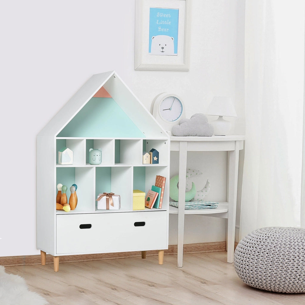 Libreria Scaffale Portagiochi per Cameretta 82x30x126 cm  Bianca