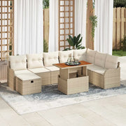 Set Divano da Giardino con cuscino 9 pcs Beige polyrattan