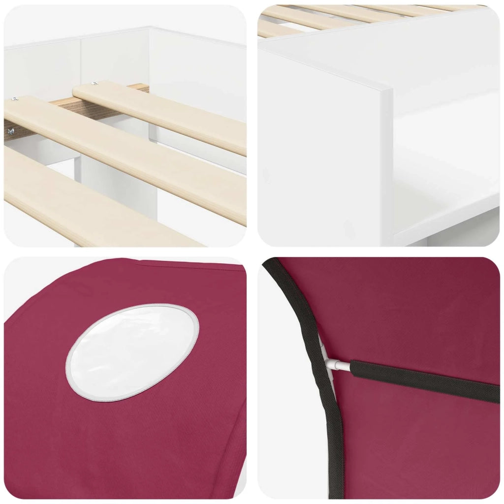 Letto con Tunnel 3 pz Bianco e Rosso Legno ingegnerizzato 3423501