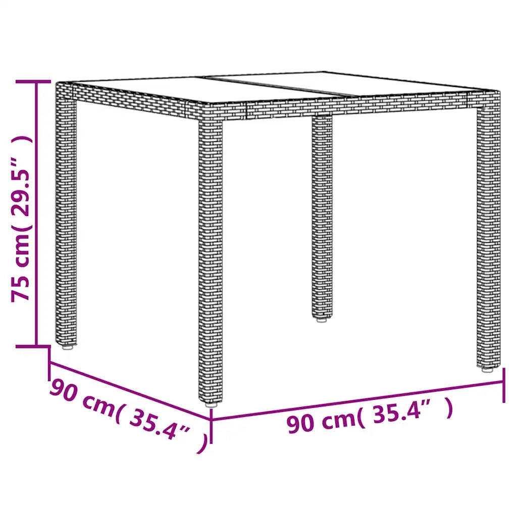 Set da Pranzo da Giardino 5 pz con Cuscini Polyrattan e Vetro 3278658