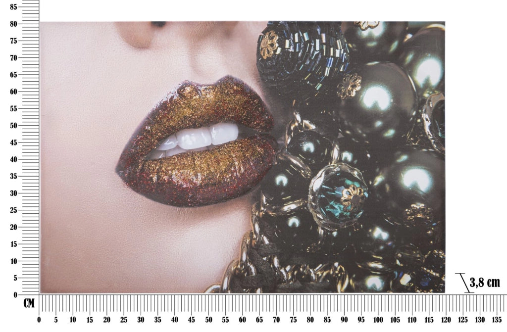 Stampa su Tela Beautiful Lips 80x3,8x120 cm in Legno e Tessuto