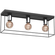 Plafoniera moderna rettangolare nera/cromo Homen 3xE27