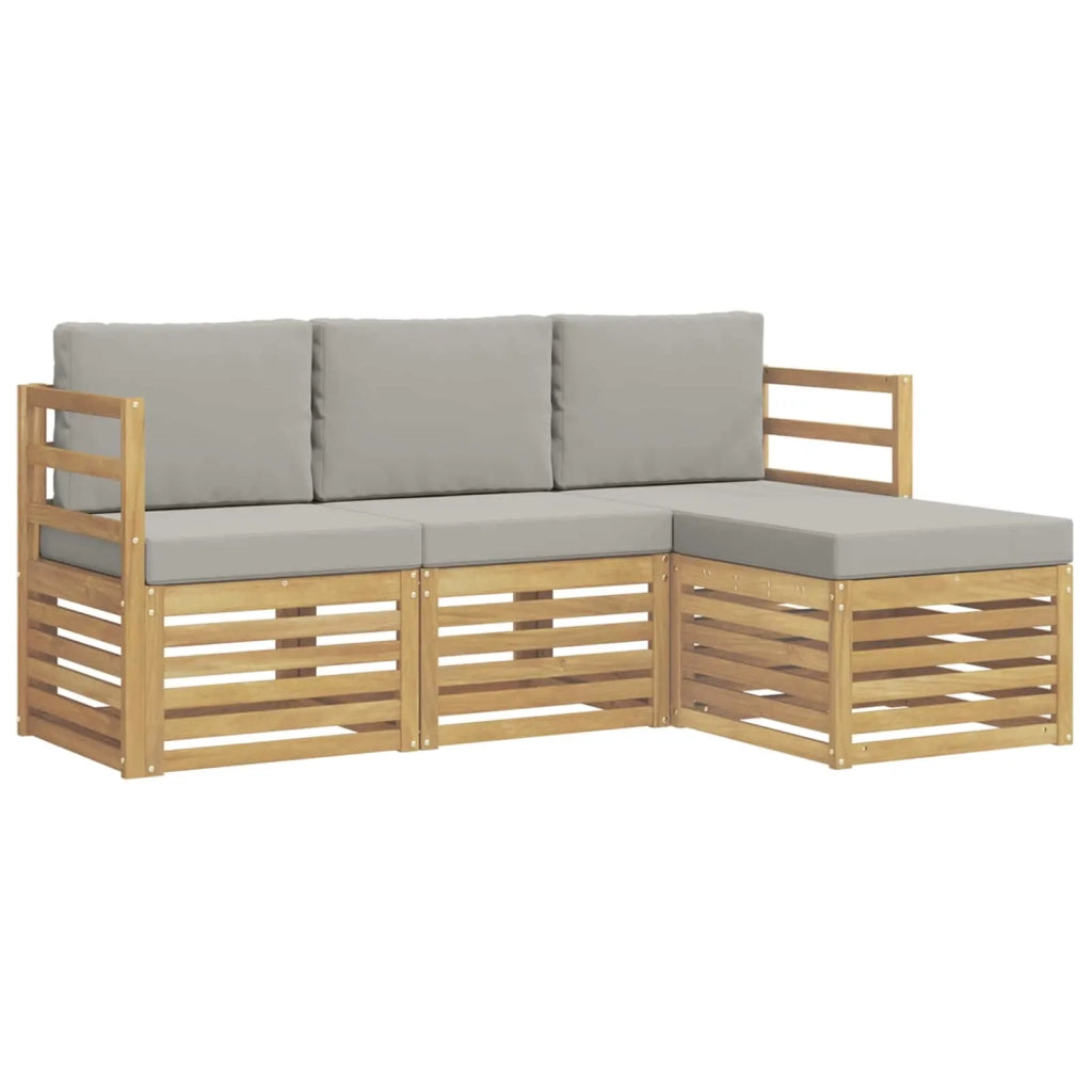 Set di divani da esterno 4 pcs Bianco e Grigio Chiaro 3391616