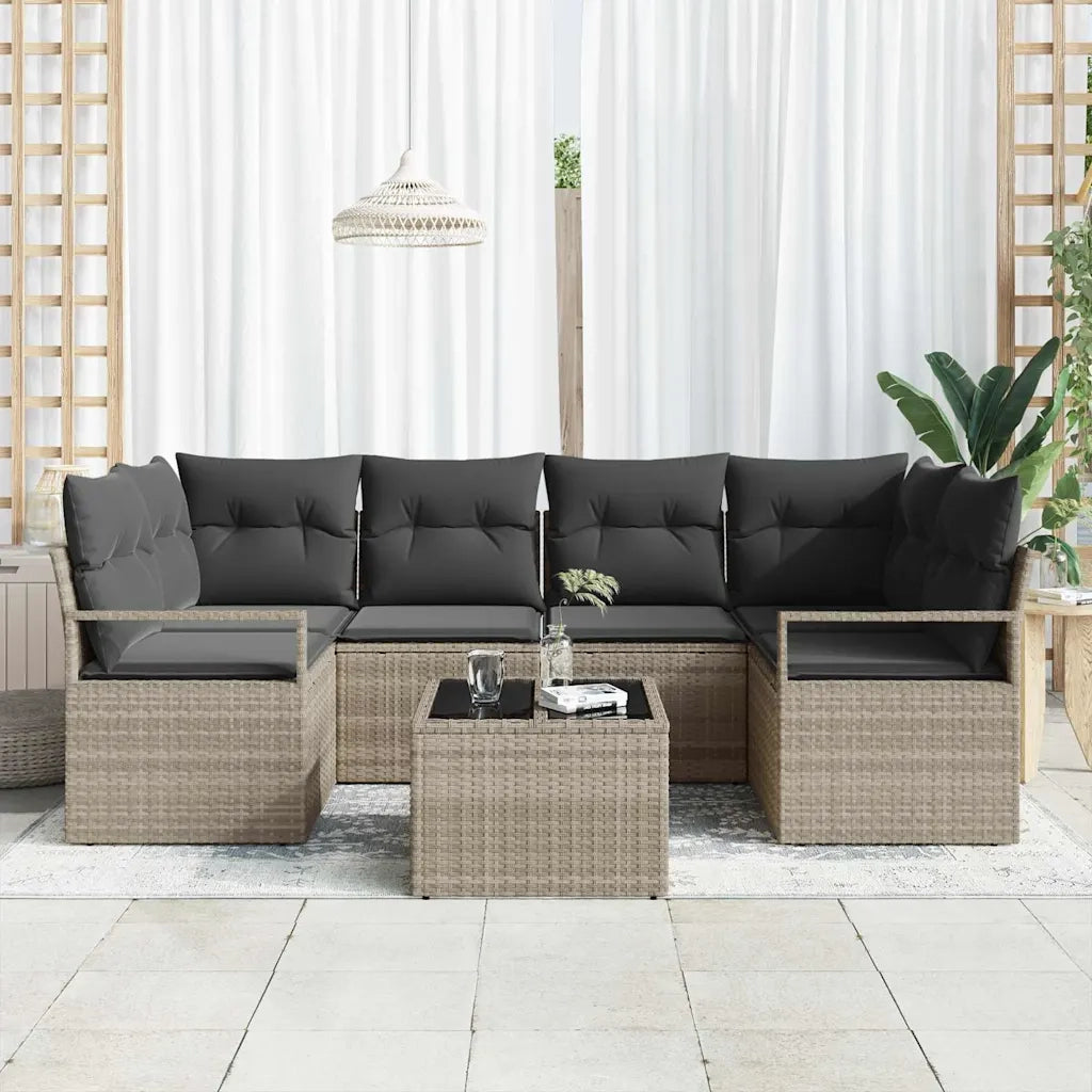 Set di divani 7 pcs Grigio chiaro e grigio scuro polyrattan