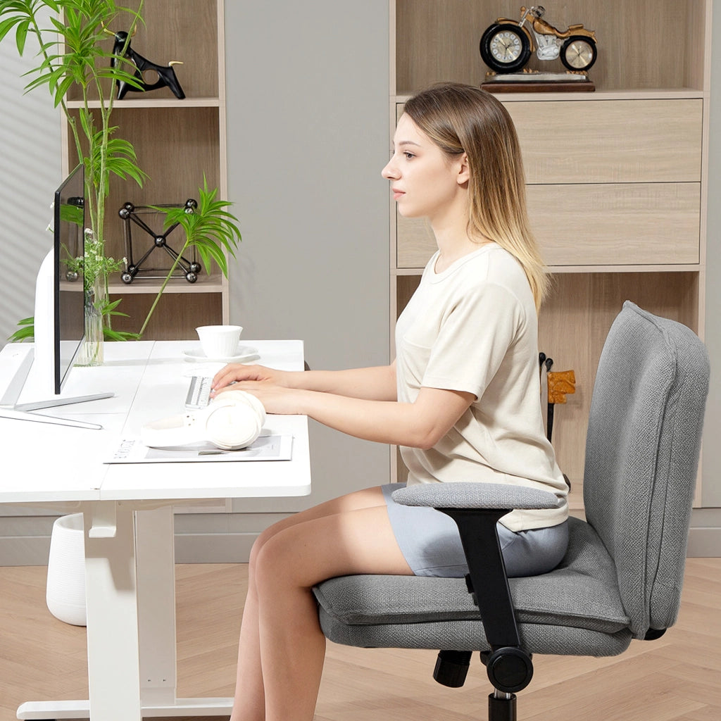 Sedia da ufficio con braccioli reclinabili ¨C Minimal ¨C Grigio, tessuto, base in metallo