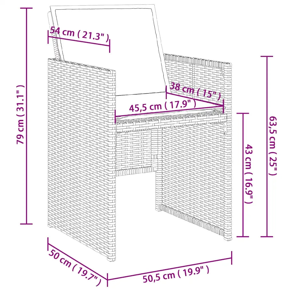 Set da Pranzo da Giardino 13pz con Cuscini Nero in Polyrattan 3277806
